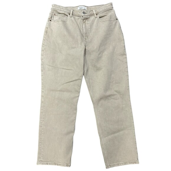 Abercrombie & Fitch "the 90's straight"‎ Ultra High Rise Tan Denim Curve 32/14 - Picture 1 of 4